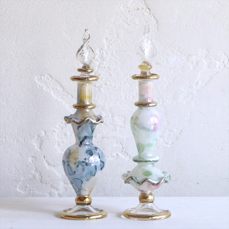amphora / エジプト香水瓶・手吹きガラスの工芸品/ラクダ3頭セット ピンク